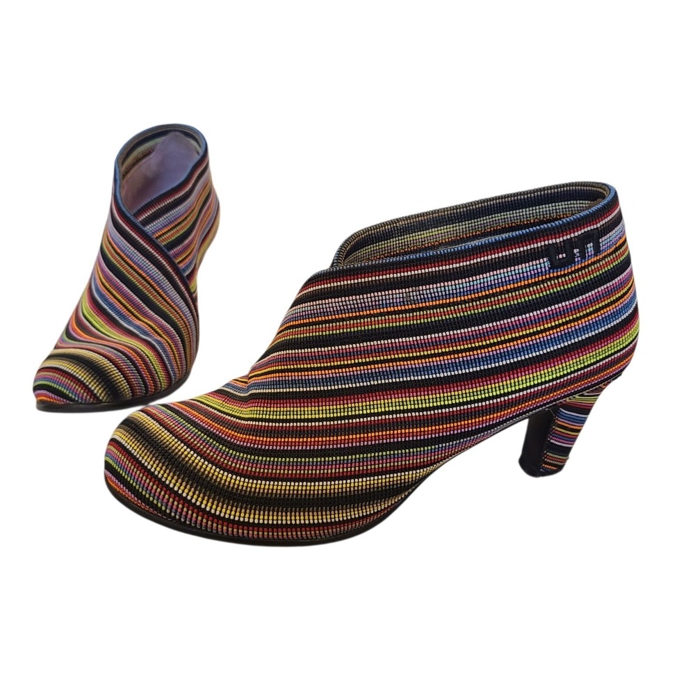 United‎ Nude Fold Sense Ankle Boots Rainbow Stripe Womens Size EU 37 US 6.5
